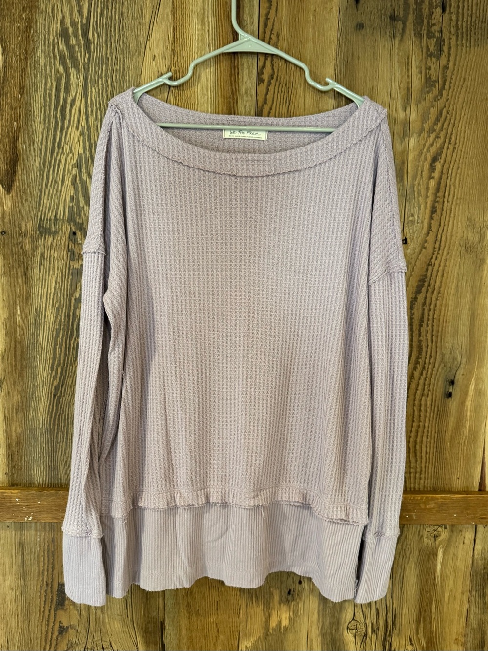 We The Free Lavender Waffle Knit Long Sleeve Top